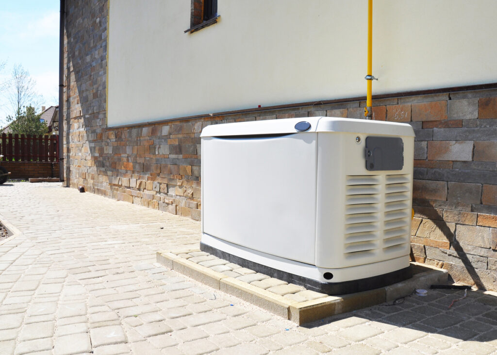 Standby generator outside of a house