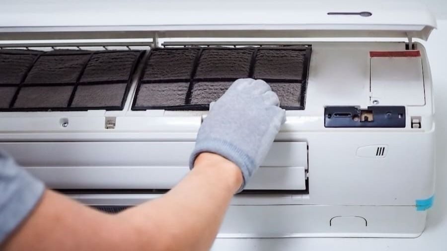 Ductless mini-split system being services to clean filters for best use