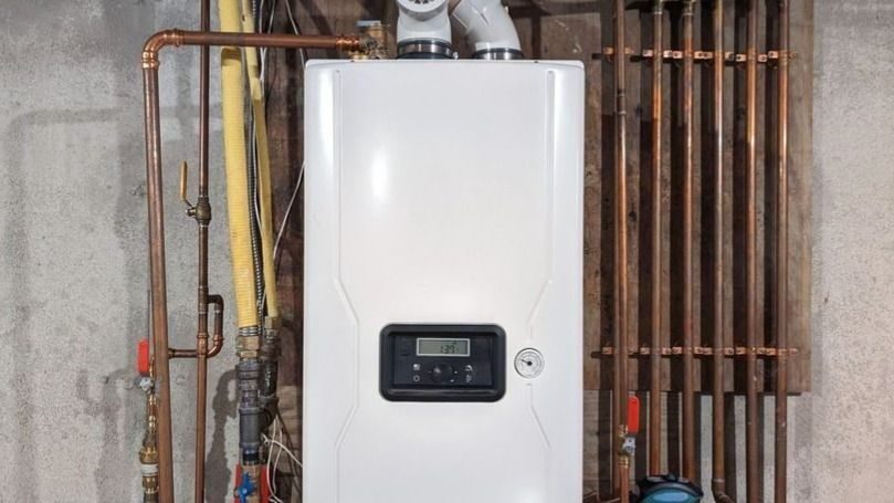 Gas Water Heater in basement.